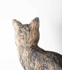 Beautifully Weathered Folk Art Carved Wooden Cat