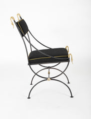 Iron and Brass Side Chair with Swan Head Motif