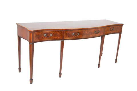 George III Style Mahogany Crossbanded Serpentine Sideboard