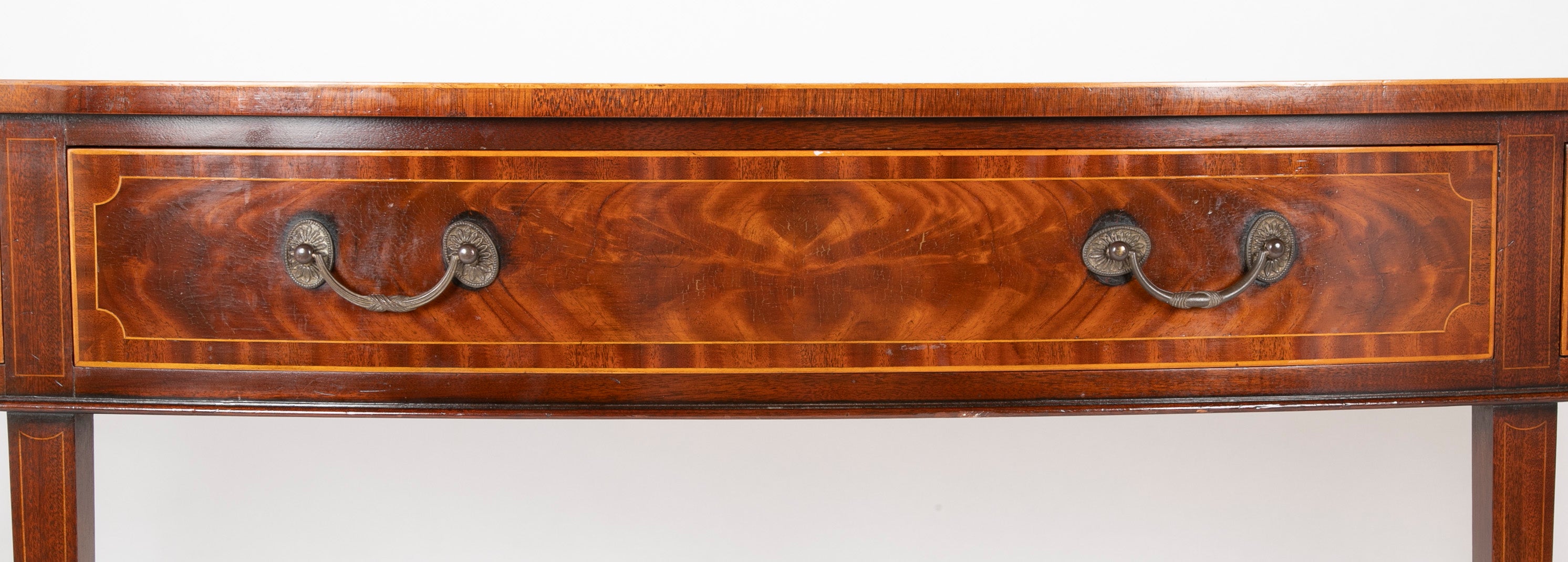 George III Style Mahogany Crossbanded Serpentine Sideboard