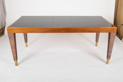 Walnut, Glass, and Brass Console Table Designed by Gio Ponti