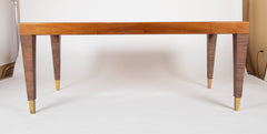 Walnut, Glass, and Brass Console Table Designed by Gio Ponti