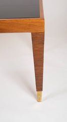 Walnut, Glass, and Brass Console Table Designed by Gio Ponti