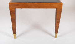 Walnut, Glass, and Brass Console Table Designed by Gio Ponti