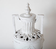 Italian Neoclassical Style Three Part Glazed Ceramic Urn
