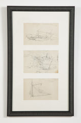 Two Groups of Reynolds Beal Pencil Sketches of Sail Boats and Fishing Boats