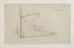 Two Groups of Reynolds Beal Pencil Sketches of Sail Boats and Fishing Boats