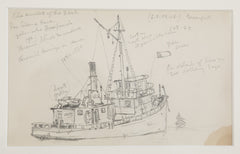 Two Groups of Reynolds Beal Pencil Sketches of Sail Boats and Fishing Boats