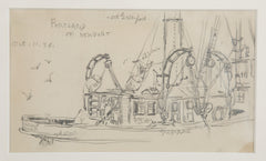 Two Groups of Reynolds Beal Pencil Sketches of Sail Boats and Fishing Boats