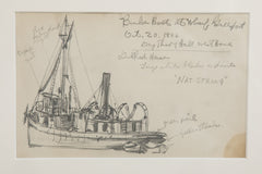 Two Groups of Reynolds Beal Pencil Sketches of Sail Boats and Fishing Boats