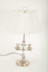 A Three Arm Silverplate Bouillotte Lamp