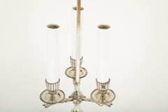 A Three Arm Silverplate Bouillotte Lamp