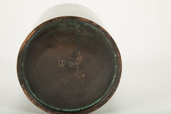 Chinese Bronze Brush Pot With Silver Wire Inlay