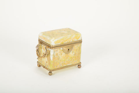 19th Century Moser Lemon Swirl Glass Casket Box