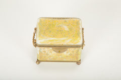 19th Century Moser Lemon Swirl Glass Casket Box