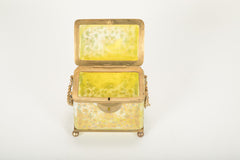 19th Century Moser Lemon Swirl Glass Casket Box