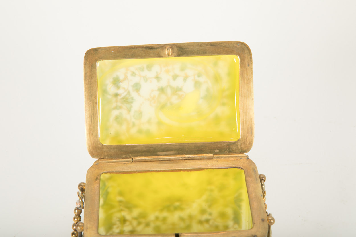 19th Century Moser Lemon Swirl Glass Casket Box