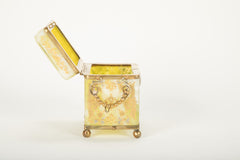 19th Century Moser Lemon Swirl Glass Casket Box