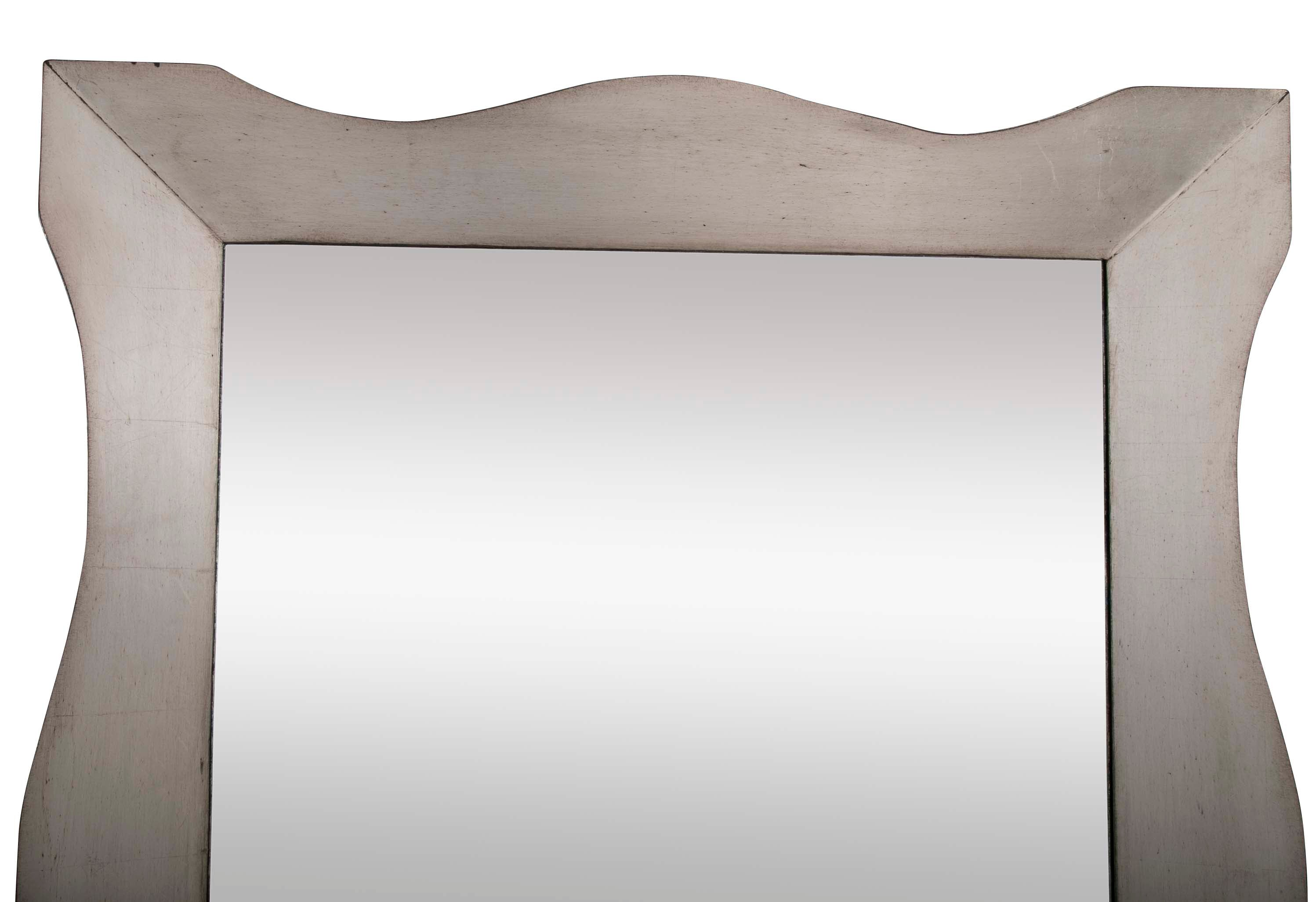 Monumental Italian Mid Century Modern Silver Gilt Wall Mirror