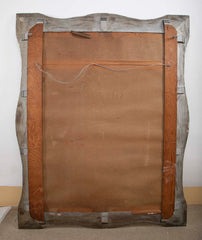 Monumental Italian Mid Century Modern Silver Gilt Wall Mirror