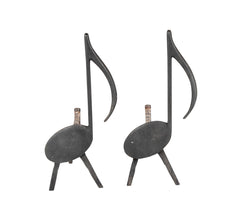 Musical Note Wrought Iron Andirons Stamped Nashville TN, 1920's