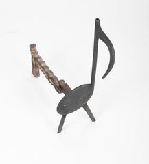 Musical Note Wrought Iron Andirons Stamped Nashville TN, 1920's