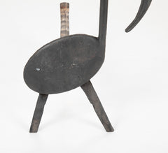 Musical Note Wrought Iron Andirons Stamped Nashville TN, 1920's
