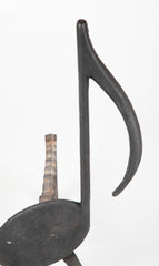 Musical Note Wrought Iron Andirons Stamped Nashville TN, 1920's