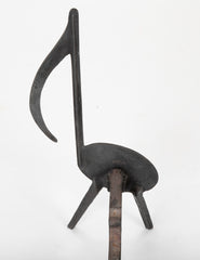 Musical Note Wrought Iron Andirons Stamped Nashville TN, 1920's