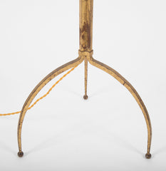 French Mid-Century Gilt Iron Floor Lamp
