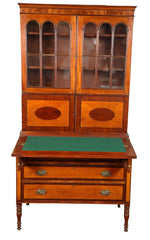 Early 19th Century American Sheraton Two Part Secretary of Mahogany and Tiger Maple