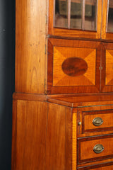 Early 19th Century American Sheraton Two Part Secretary of Mahogany and Tiger Maple