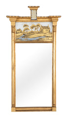 American Eglomise Mirror from Albany, NY with Unusual Small Eglomise Panel