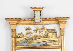 American Eglomise Mirror from Albany, NY with Unusual Small Eglomise Panel