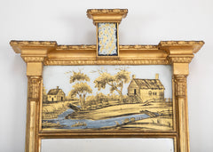 American Eglomise Mirror from Albany, NY with Unusual Small Eglomise Panel