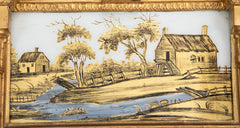 American Eglomise Mirror from Albany, NY with Unusual Small Eglomise Panel