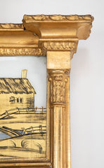 American Eglomise Mirror from Albany, NY with Unusual Small Eglomise Panel