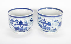 Pair of Chinese Canton Blue & White Cachepots