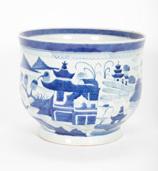 Pair of Chinese Canton Blue & White Cachepots