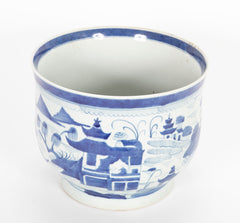 Pair of Chinese Canton Blue & White Cachepots