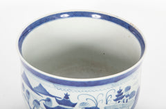 Pair of Chinese Canton Blue & White Cachepots