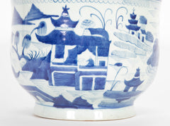 Pair of Chinese Canton Blue & White Cachepots