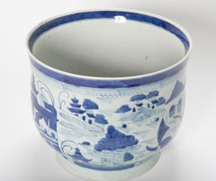 Pair of Chinese Canton Blue & White Cachepots
