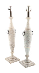 Classical Pair of Alabaster Urn Form Lamps
