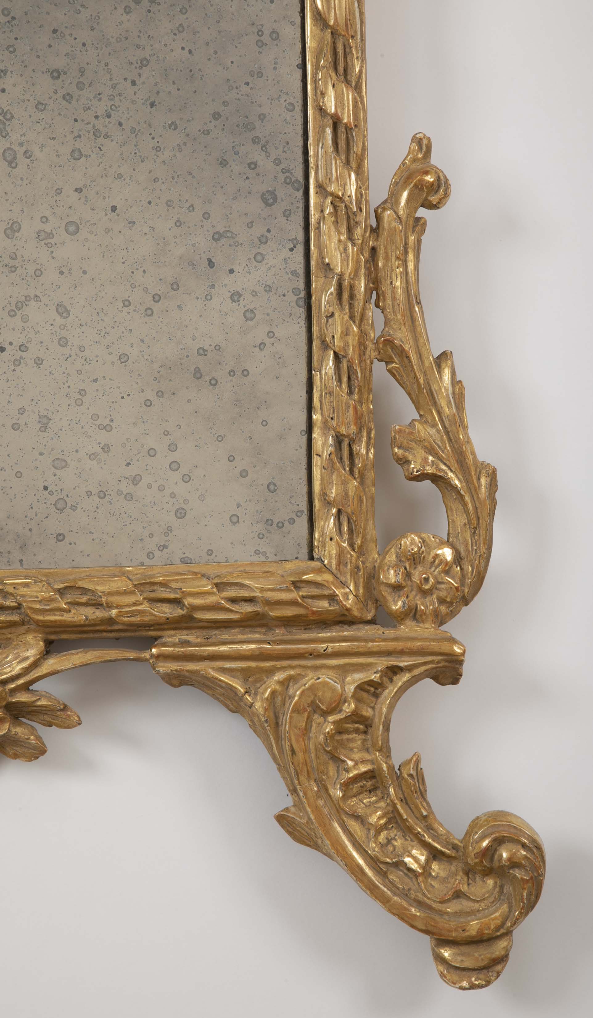 Pair of Italian Gilt & Intricately Carved Neoclassical Mirrors