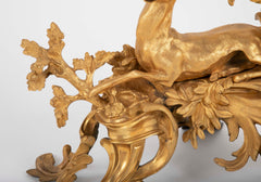 Fabulous Pair of 19th Century Louis XV Style D'ore Bronze Chenets/Andirons