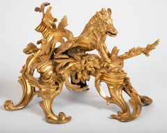 Fabulous Pair of 19th Century Louis XV Style D'ore Bronze Chenets/Andirons