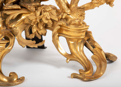 Fabulous Pair of 19th Century Louis XV Style D'ore Bronze Chenets/Andirons