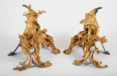 Fabulous Pair of 19th Century Louis XV Style D'ore Bronze Chenets/Andirons