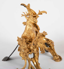 Fabulous Pair of 19th Century Louis XV Style D'ore Bronze Chenets/Andirons